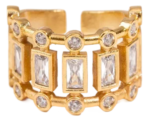 Radiant Majesty Diamond Gold Adjustable Cuff Ring, Size 8