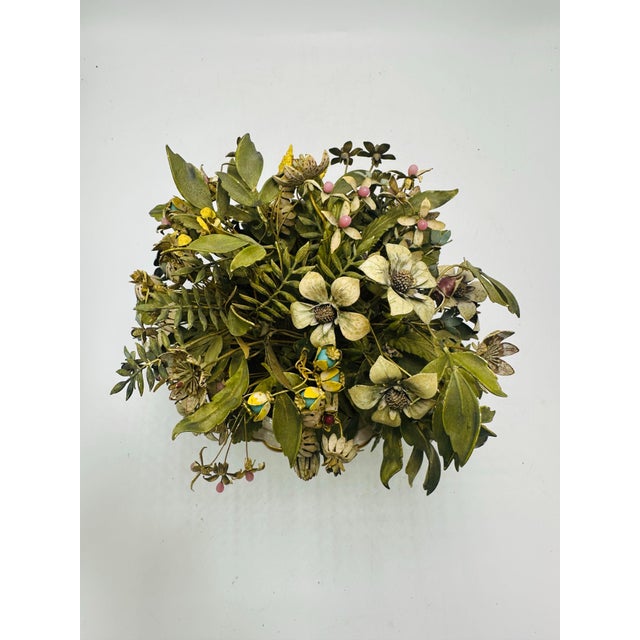 Jane Hutchinson Ceramic and Tole Flower Arrangement For Sale - Image 4 of 4