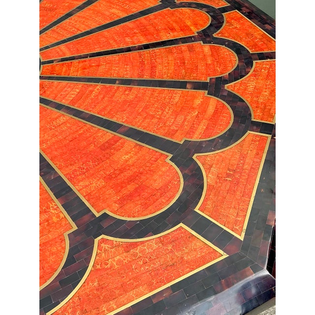 Vintage Inlay Pen Shell and Brass Octagon Dining Table For Sale In West Palm - Image 6 of 12