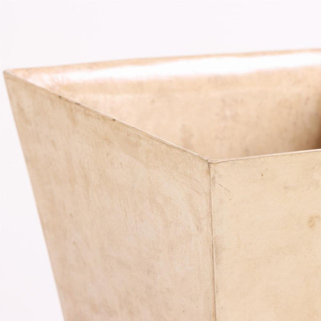 A Parchment Covered Geometric Waste Basket For Sale - Image 4 of 4