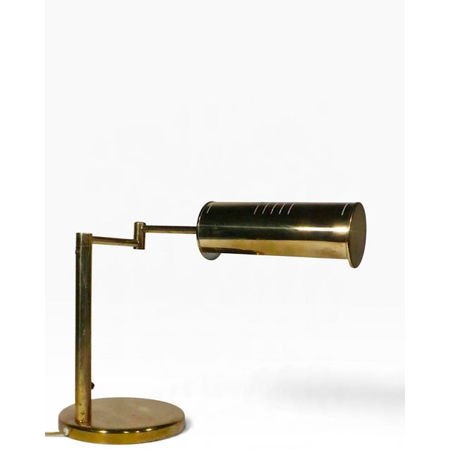 Walter Von Nessen Mid 20th Century Mid Century Modern Brass Flex Arm Desk Lamp by Walter Von Nessen For Sale - Image 4 of 18