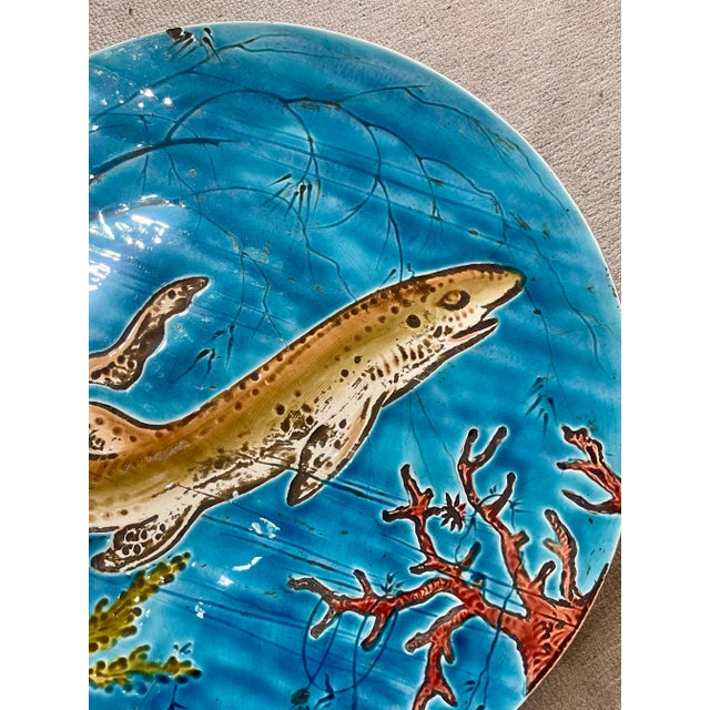 Late 19th Century Majolica Marine Life Charger by Rare Schutz Cilli 19Th Century. For Sale - Image 5 of 12