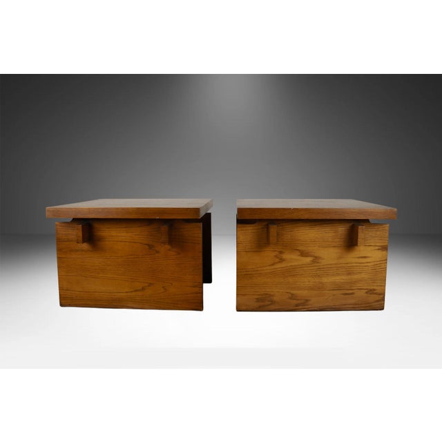 Lane Furniture Pair Mid-Century Lane Brutalist End Tables For Sale - Image 4 of 14