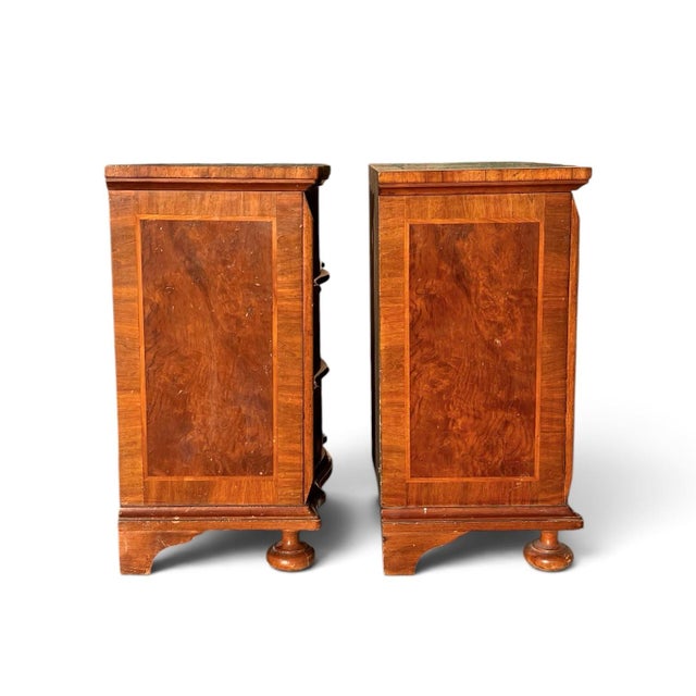 Pair of Burl Walnut Serpentine Chests For Sale - Image 4 of 9