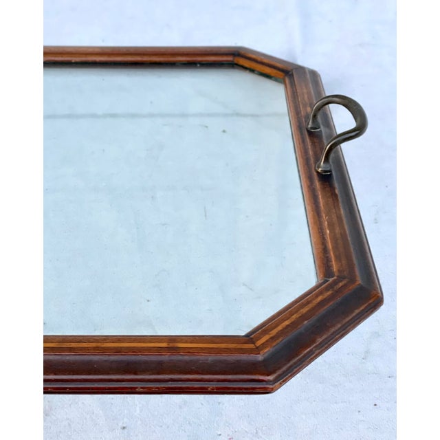 Late 19th Century Antique Inlaid Wood and Glass Handled Tray For Sale - Image 5 of 8
