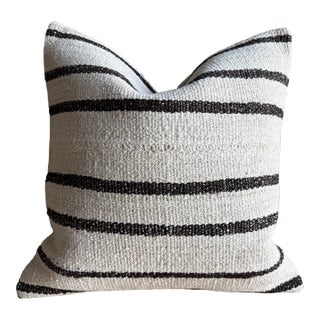 Vintage Rug Pillow Cover With Stripes For Sale