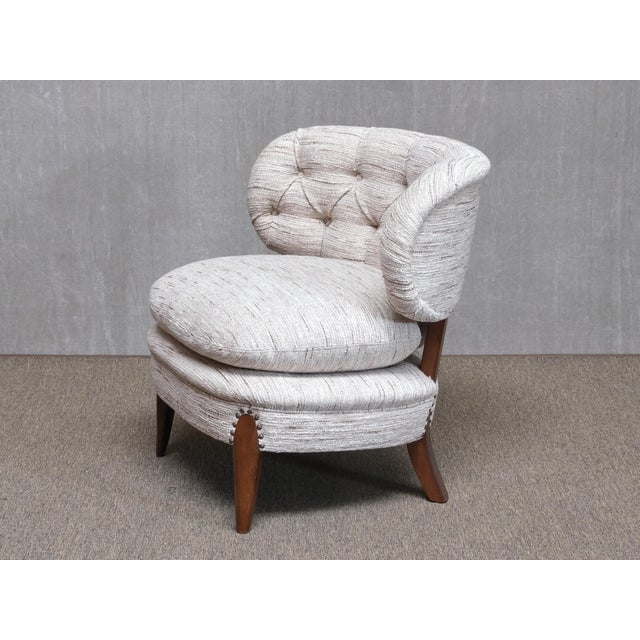 Beige Lounge Chairs in Pierre Frey Tweed and Beech by Otto Schulz, Sweden, 1940s, Set of 2 For Sale - Image 8 of 15