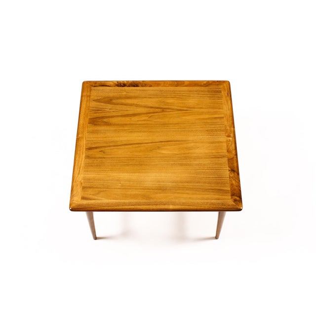 1960s 1960s Danish Modern Mid Century Square Walnut Coffee Table — Cross Stretcher Base For Sale - Image 5 of 5