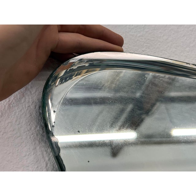 Silver Italian Modern Asymmetrical Mirror With Shelf For Sale - Image 8 of 10