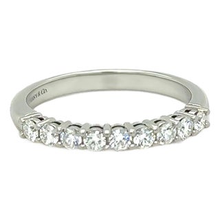 Tiffany & Co. Platinum Diamond Forever Band Ring 0.27ct 4.58g, Size 4 For Sale