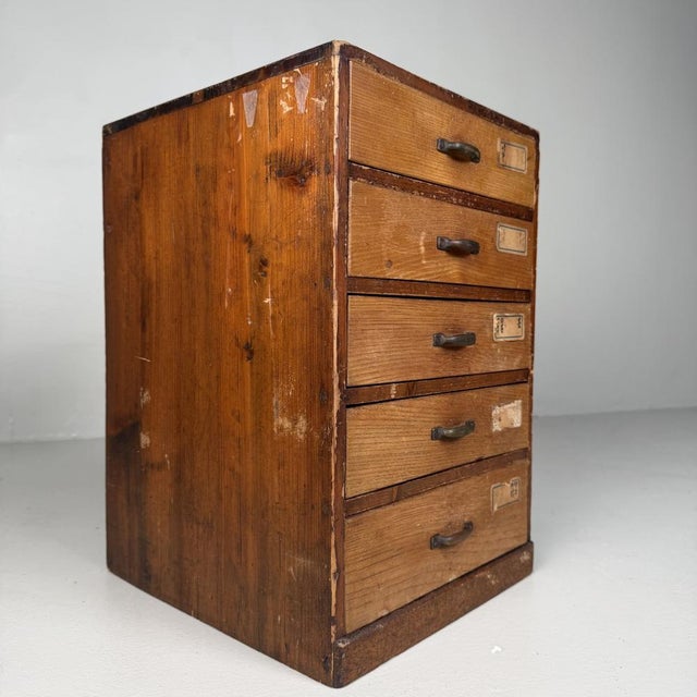 Japanese Archive Cabinet with 5 Drawers, 1930s For Sale - Image 4 of 15