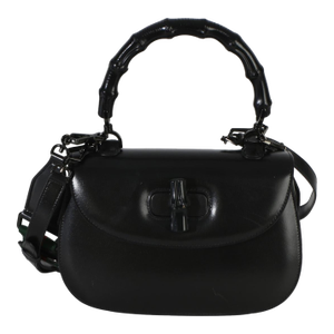 Black Monochrome Boarded Dyana Lux Medium Bamboo 1947 Top Handle Bag