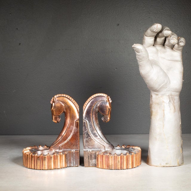 Bronze and Copper Plated Trojan Horse Bookends/Pipe Rests C.1930 For Sale In San Francisco - Image 6 of 6