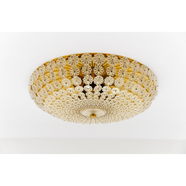 Large Crystal Flower Flush Mount, Austria, 1960s For Sale - Image 11 of 11