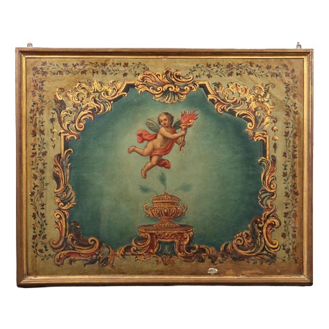 Italian Artist, Large Allegorical Overdoor Painting, Oil on Canvas For Sale