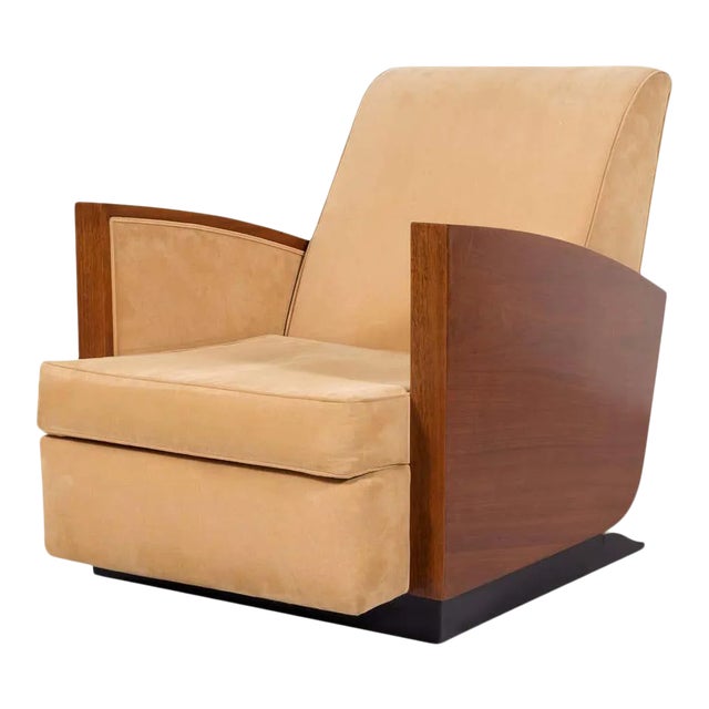 1930s French Art Deco Period Walnut Armchair or Lounge Chair For Sale