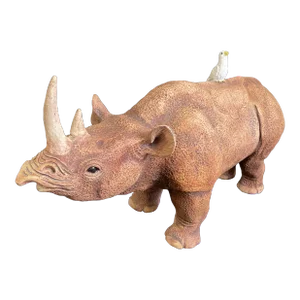 Studio Art Pottery Detailed Rhino Box With Bird on Back
