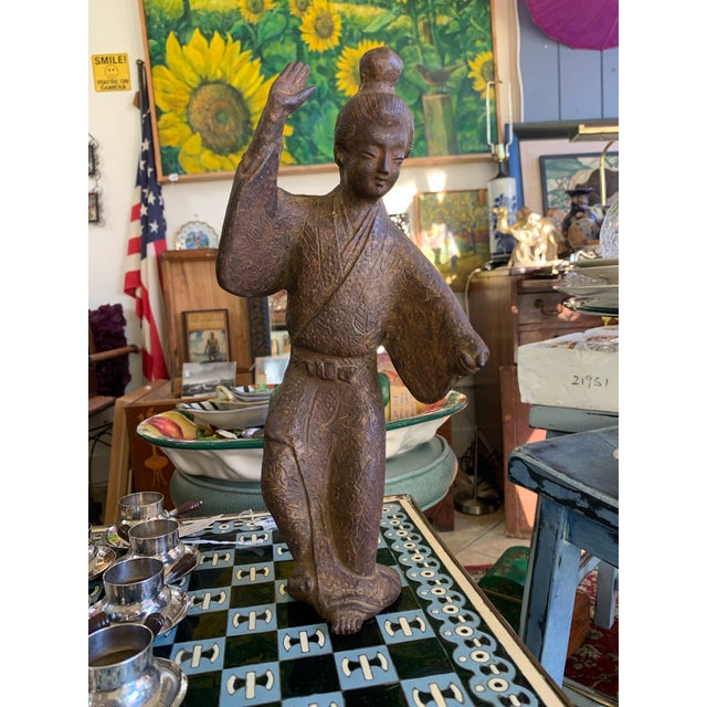 Vintage Cast Iron Asian Dancer Sculpture With Natural Patina For Sale In San Francisco - Image 6 of 7