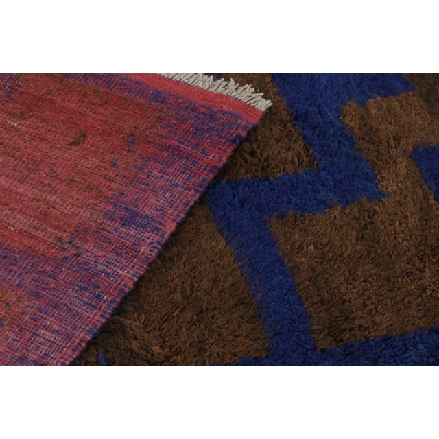 Navy Blue Vintage Turkish Tulu Rug, Navy Blue and Brown Geometric Pattern - Rug & Kilim For Sale - Image 8 of 8