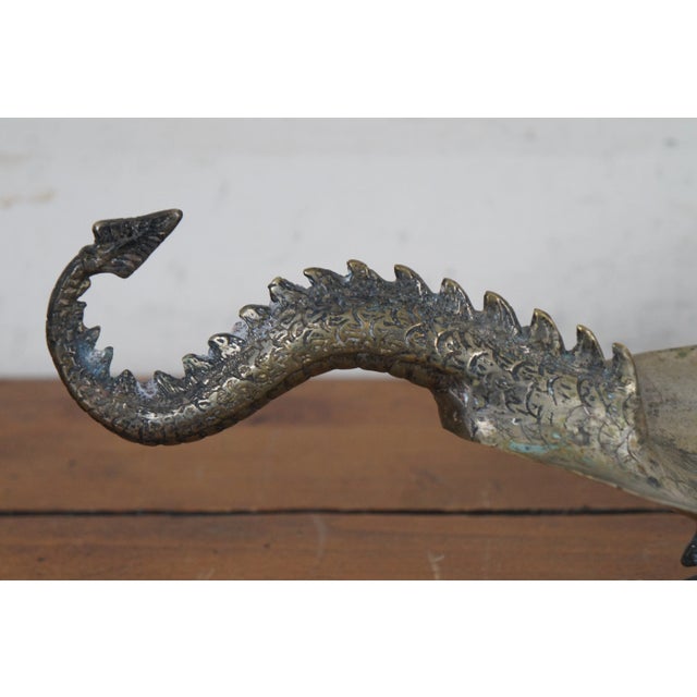 Mid 20th Century Vintage Bronze Sculptural Chinese Dragon Centerpiece Serving Tray Bowl Compote For Sale - Image 5 of 12