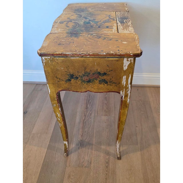 18th C. Italian Chinoiserie Venetian Louis XV Period Antique Polychrome Painted Dressing Table Console For Sale - Image 13 of 18