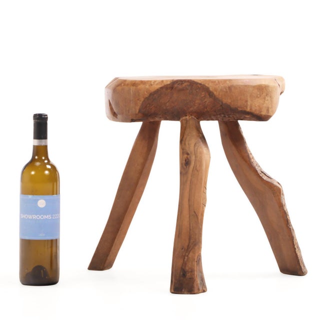 Rustic Small French Rustic Hardwood Table or Stool, C. 1950 For Sale - Image 3 of 6