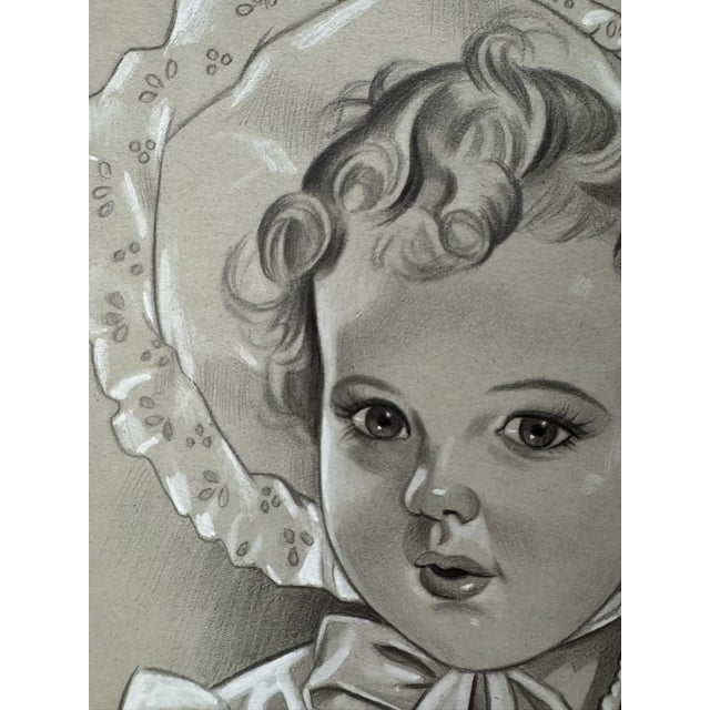 Original graphite pencil drawing by American artist and illustrator Theodore E. Schrock (1879–1952), depicting a young...