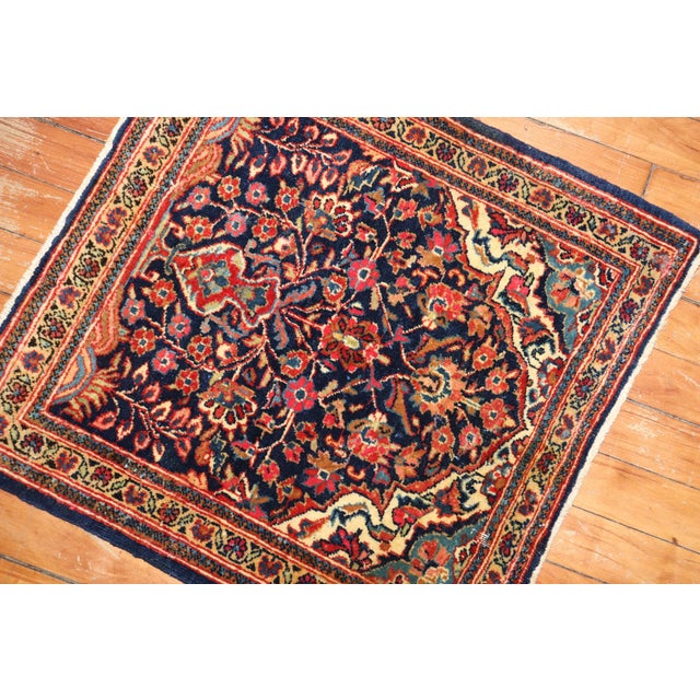 Textile Antique Zabihi Collection Persian Kashan Navy Carpet - 1'9" x 1'10" For Sale - Image 7 of 7