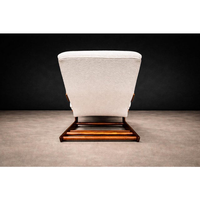 Sculptural Chaise Lounge in Solid Hardwood & Bouclé, Brazilian Modern, 1950s For Sale - Image 14 of 17