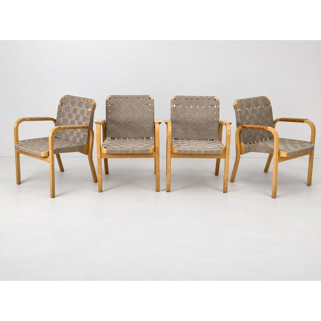 Mid-Century Modern Model 45 Armchairs by Alvar Aalto for Artek, 1970s, Set of 4 For Sale - Image 3 of 18