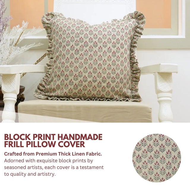 * “Alia” Block Print Cushion Cover – Beautifully hand block printed on premium thick linen, the “Alia” design adds...