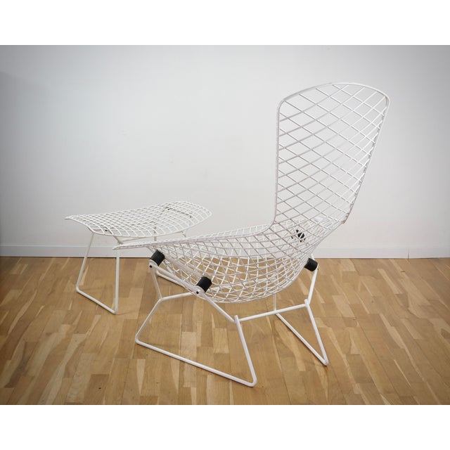 Set of Bird Chair with Ottoman by Harry Bertoia for Knoll International, 1980s, in Very Good conditions. Designed 1950 to...