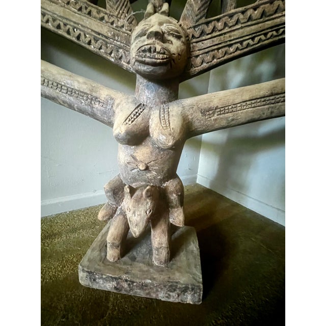 Mid 20th Century Mid 20th Century Large West African Carved Wood Screen For Sale - Image 5 of 11