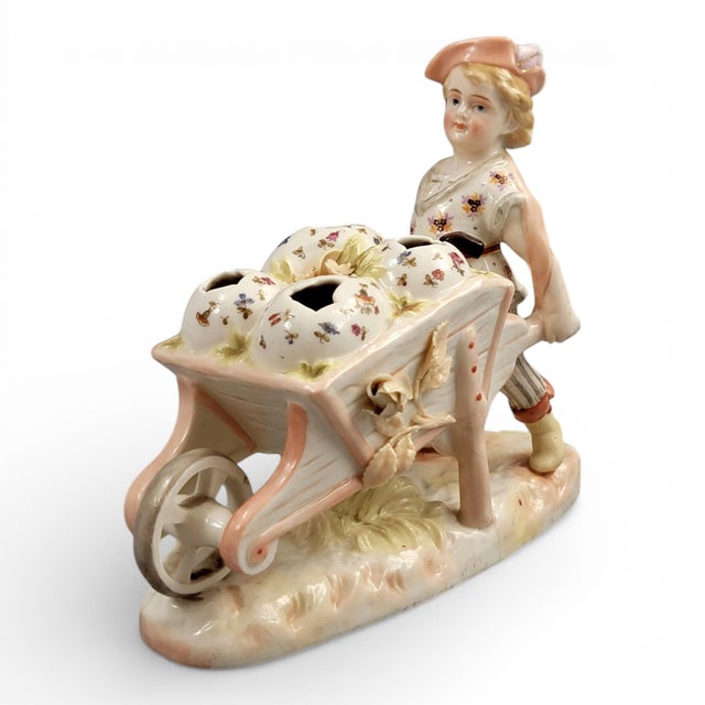 Porcelain Boy with Wheelbarrow Posy Holder by Krister Waldenburg for KPM, Germany, 1910 For Sale - Image 13 of 13