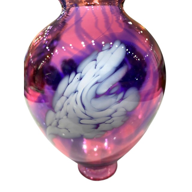 David Lindsay Art Glass Vase Hearts Pink Purple California Decor Nourot Student For Sale - Image 9 of 13