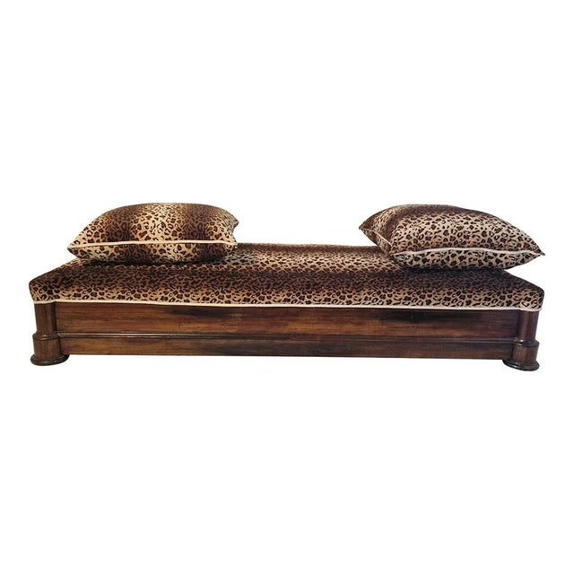 1980s French Bench with Two Cushions, 1980s For Sale - Image 5 of 11