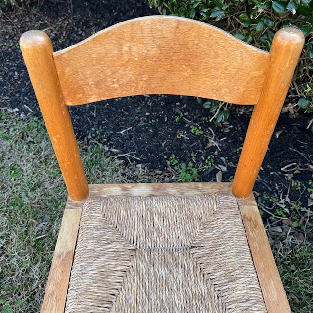 Wood Set of 2 Early 20th Century Solid Wood Rush Seat Dining Chairs For Sale - Image 7 of 14