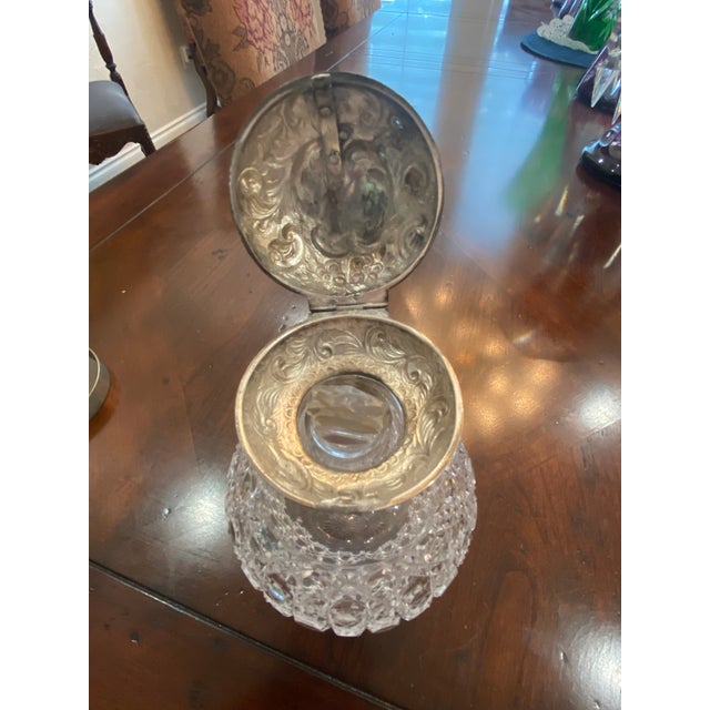 Mid 19th Century Antiques Sterling Silver and Cut Crystal Bottle For Sale - Image 5 of 12