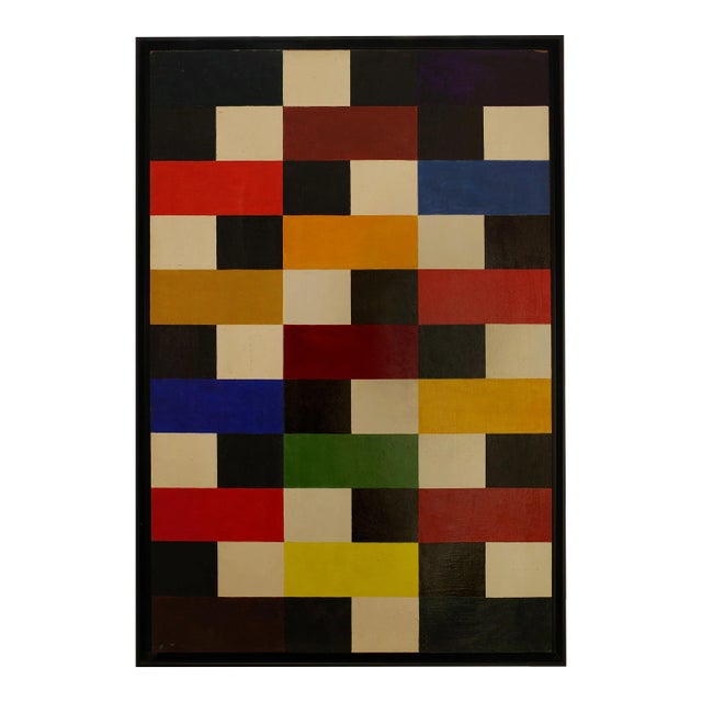Geometric Checkerboard Painting, France 1972 For Sale