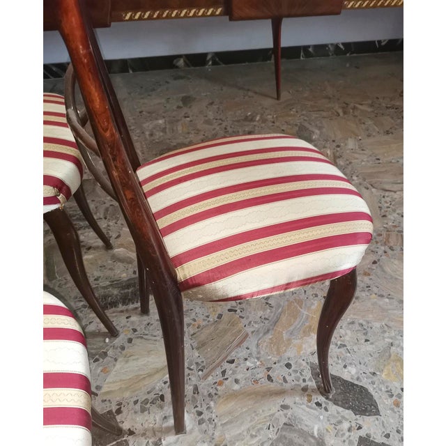 Chairs in Wood and Cream & Burgundy Fabric, 1960s, Set of 6 For Sale - Image 18 of 18