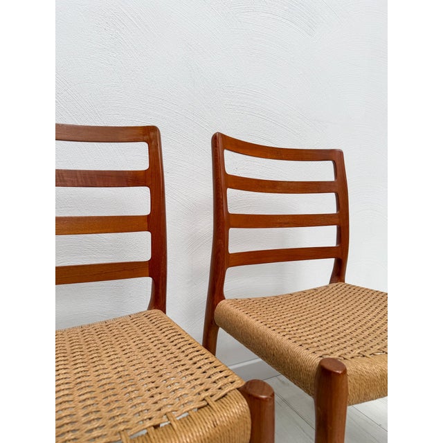Beige Vintage Danish Teak Dining Chairs No. 85 by Niels O. Møller from J.L. Møllers, 1970s, Set of 4 For Sale - Image 8 of 10
