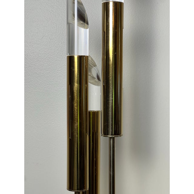 1970s Modern 3-Light Brass and Lucite Lamp by Laurel Lamp Company For Sale - Image 12 of 18