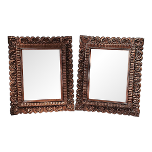 1940s Hand Carved Mahogany Mirrors, a Pair