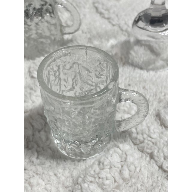 Transparent Vintage Textured Glass Mini Mugs & Cordial Glass Barware Set (5 Pieces) For Sale - Image 8 of 12