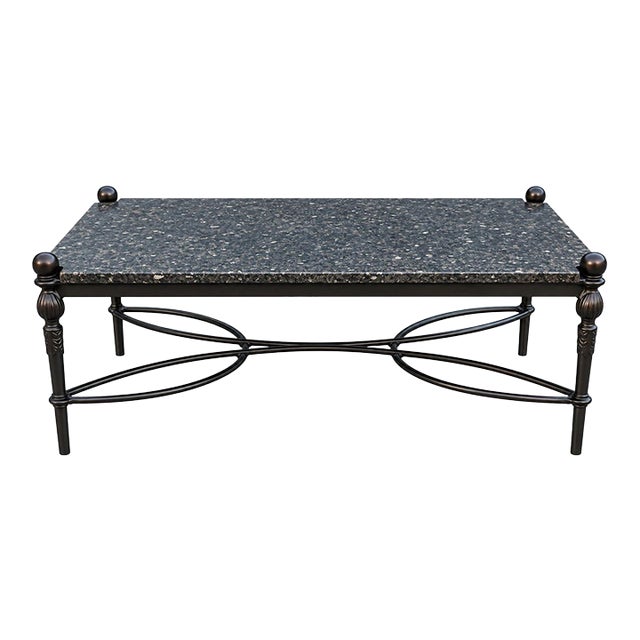 Michael Taylor Montecito Outdoor #2080 Cocktail Table W/ Stone Top For Sale