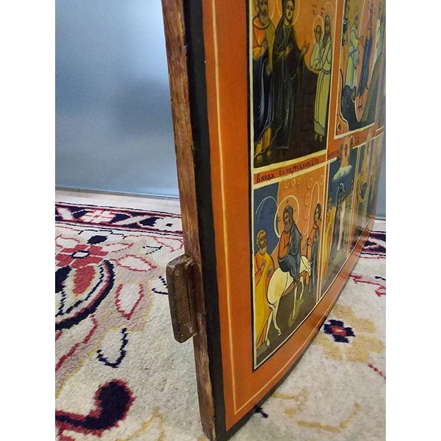 19th Century Orthodox Icon The Resurrection-Descent Into the Hell, 1860 For Sale - Image 12 of 15