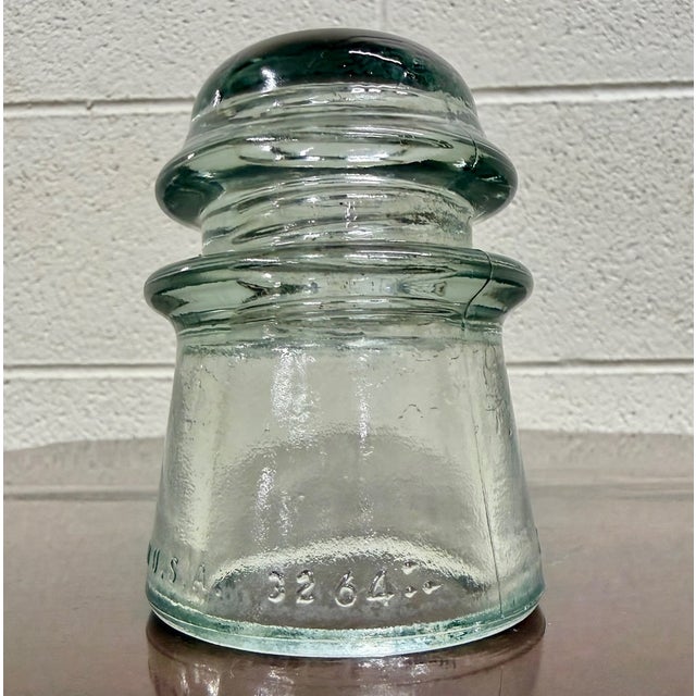 Early 20th Century Antique Armstrong Aqua Tinted Glass Electrical or Telephone Insulator For Sale - Image 5 of 7