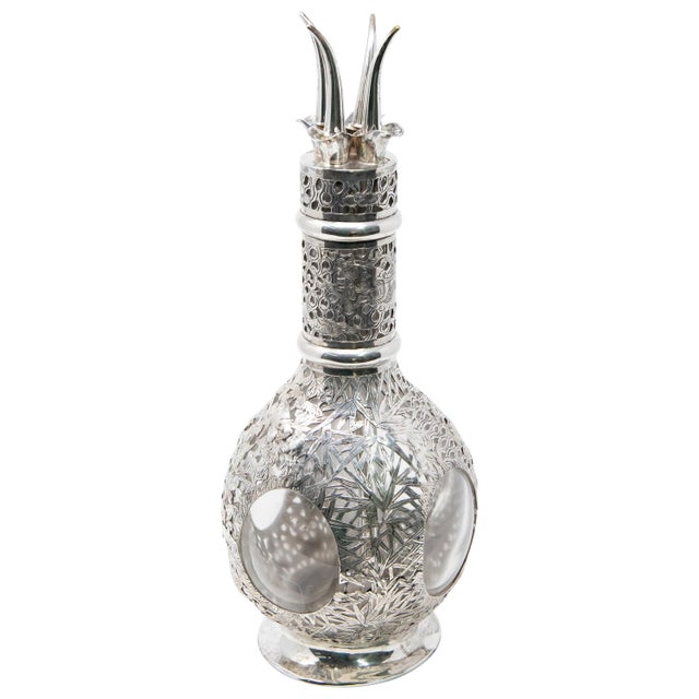 Antique Asian Decanter Silver Over Glass, Late 19th Century For Sale - Image 13 of 13