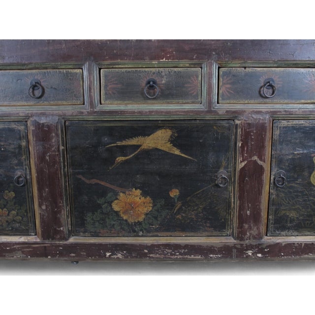 1920s Hand Painted 98" Inch Long Asian Buffet Sideboard For Sale - Image 5 of 11
