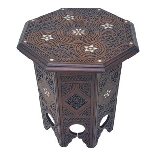 Moroccan Octagonal Side Table / Musharabi, Extra Carving For Sale